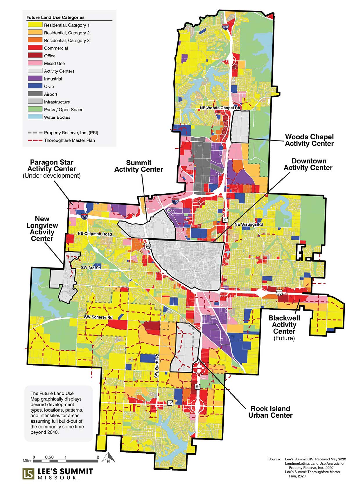 map showing Lee's Summit's Future Land Use 